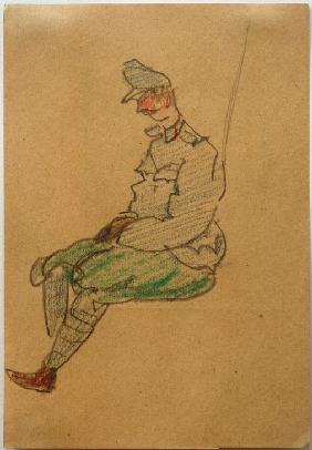 Ohne Titel (Sitzender Funker)  1917
