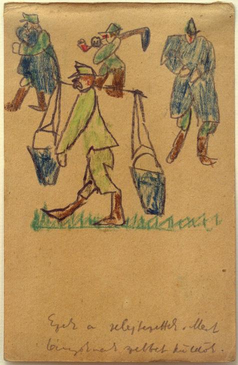 Ohne Titel (Soldat, Wassereimer tragend) von László Moholy-Nagy