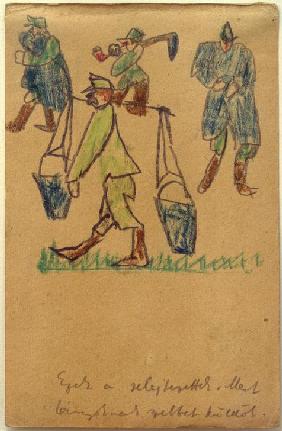 Ohne Titel (Soldat, Wassereimer tragend) 1917