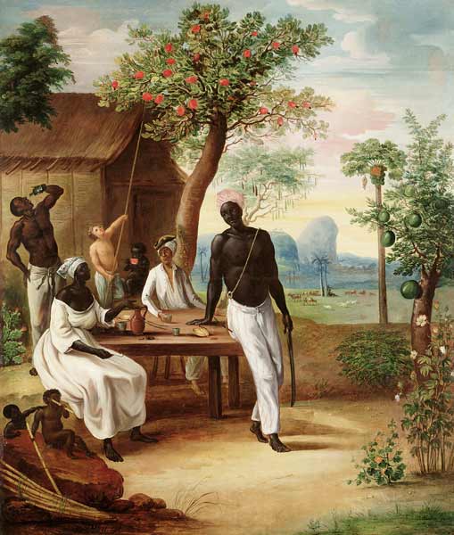 Slaves Seated Outside their House in Martinique von Le  Masurier