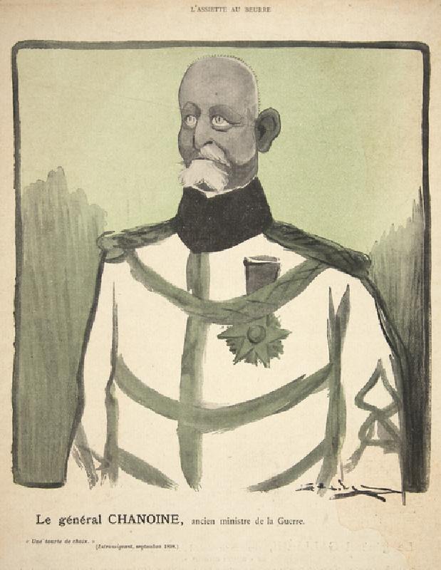 General Chanoine, ehemaliger Kriegsminister, Illustration aus Lassiette au Beurre: Nos Generaux von Leal de Camara