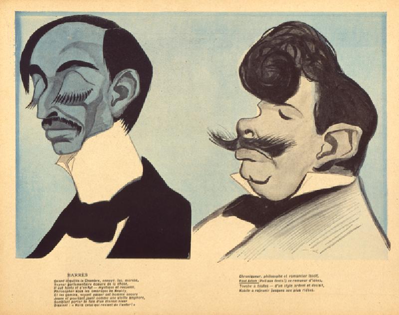 Maurice Barres und Paul Adam, Karikaturen aus LAssiette au Beurre von Leal de Camara