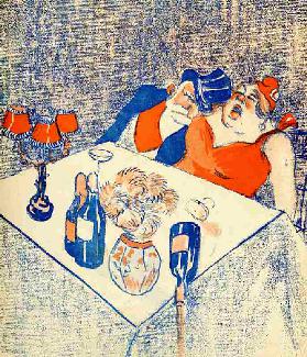 Sie und er die letzte Bombe - Emile Loubet und Marianne schlafen am Weihnachtstisch ein. 1905