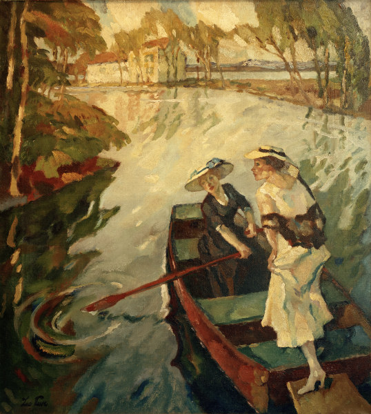 Sonnige Ausfahrt (Zwei Frauen im Boot von Leo Putz