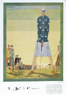 Entwurf eines Golfkleidens von Jane Regny,  Modeteller aus der Zeitschrift "Femina" 1926