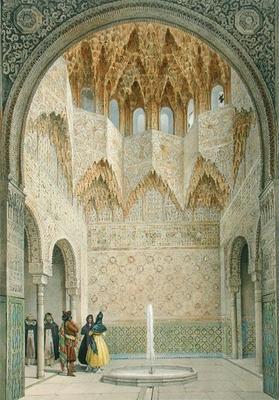 The Hall of the Abencerrages, the Alhambra, Granada, 1853 (coloured litho) 1341