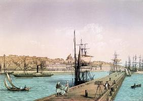 View of the Port of Boulogne, from a series entitled 'La France de Nos Jours', 1856 (colour litho) 15th