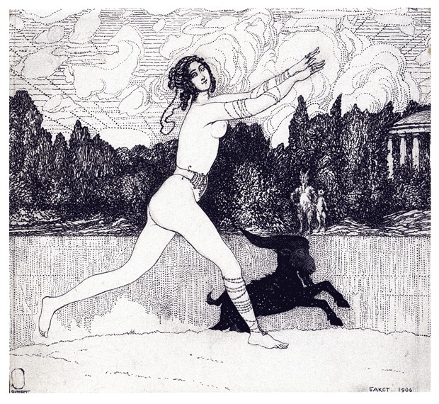 Antike Vision (Zeitschrift Solotoe Runo, 1906 Nr. 4) von Leon Nikolajewitsch Bakst