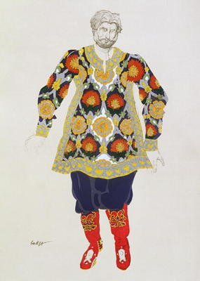 Costume design for a man, from Sadko, 1917 (colour litho) von Leon Nikolajewitsch Bakst