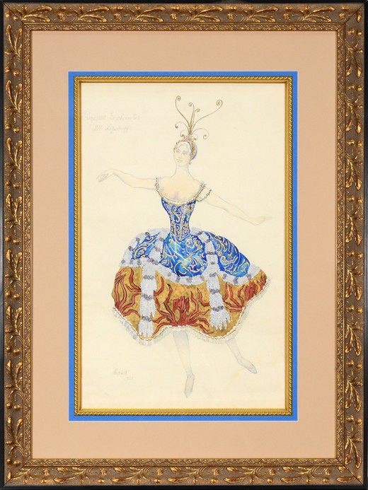 La Princesse Enchantée. Kostümentwurf zum Ballett The Sleeping Princess von Leon Nikolajewitsch Bakst