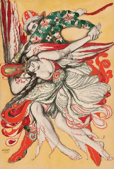 Plakat zum Ballett "Der Feuervogel" ("L'Oiseau de feu") von I. Strawinski 1915