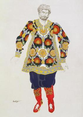 Costume design for a man, from Sadko, 1917 (colour litho) 19th