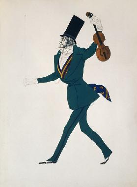 Niccolo Paganini: Kostümentwurf zu Copins Ballett 'Die Zaubernacht' 1923