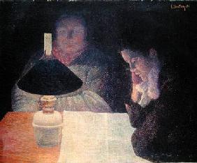 Reading under the Lamp 1890