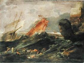 Shipwreck on a Rocky Shore c.1645-50