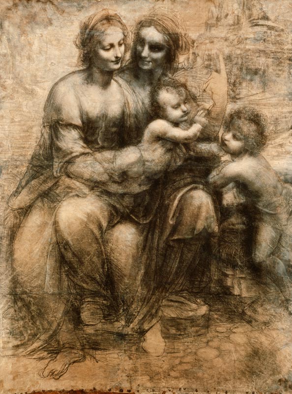 Die Jungfrau und Kind mit der Heiligen Anne und dem Heiligen John, den Baptisten von Leonardo da Vinci