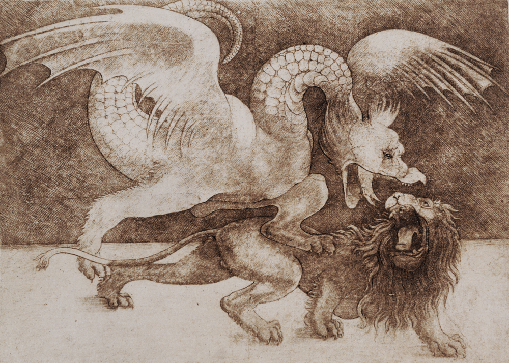Fight between a Dragon and a Lion von Leonardo da Vinci