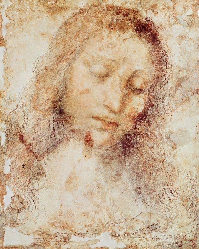 Head of Christ (pencil and wash) von Leonardo da Vinci