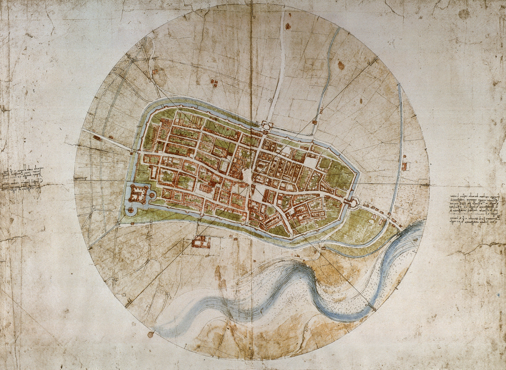 Stadtplan von Imola von Leonardo da Vinci