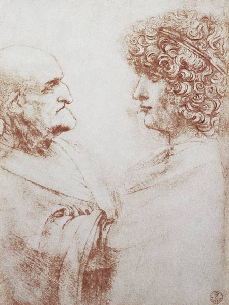 Two Heads in Profile von Leonardo da Vinci