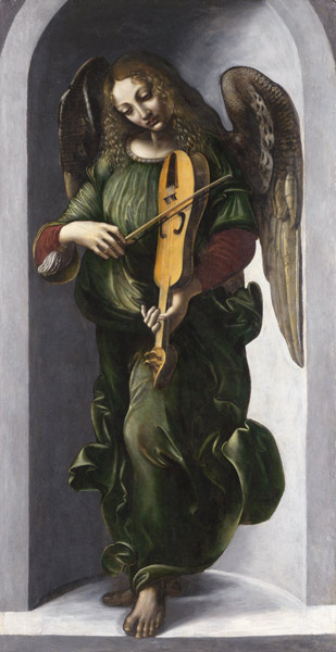 Engel in Grün mit Violine von Leonardo da Vinci