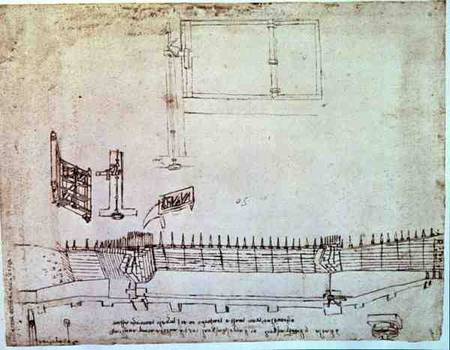 Facsimile of Codex Atlanticus 341vb Design for Fortifications (original copy in the Biblioteca Ambro von Leonardo da Vinci