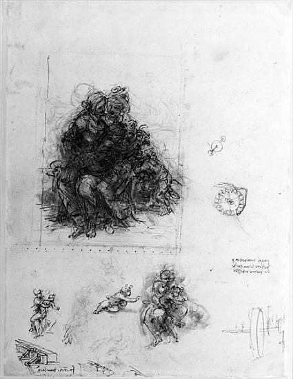 Study for the Virgin and Child with St. Anne, c.1501 (pen and ink over black chalk on paper) von Leonardo da Vinci