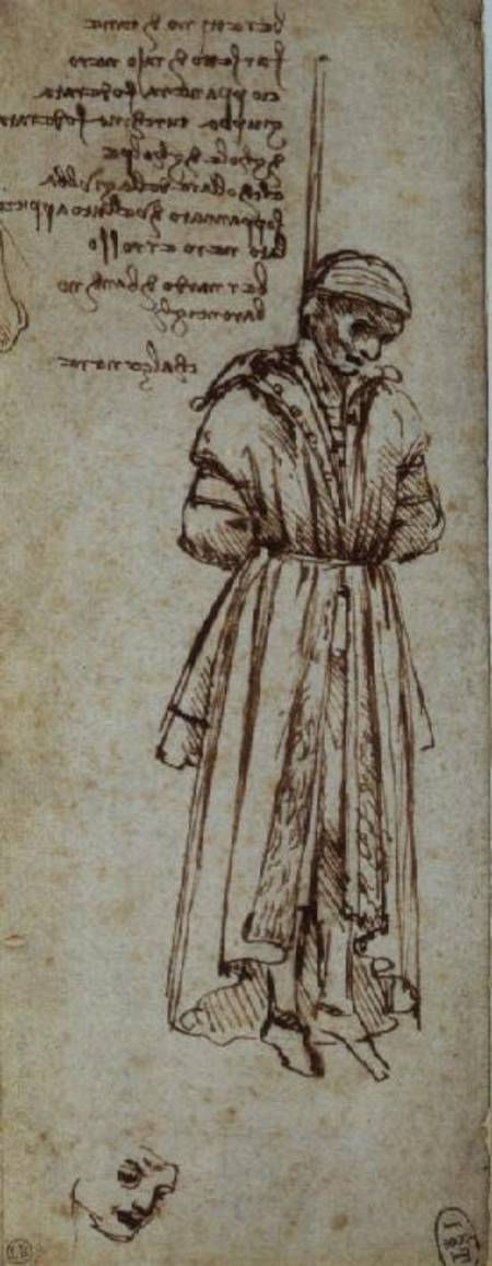 Study of a Hanged Man: Bernardo Baroncelli, assassin of Giuliano de Medici von Leonardo da Vinci