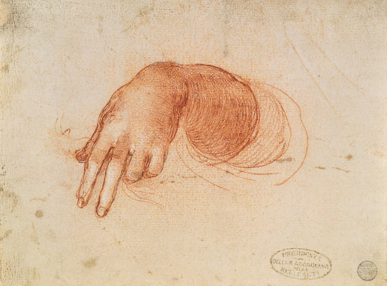 Studie einer Hand von Leonardo da Vinci