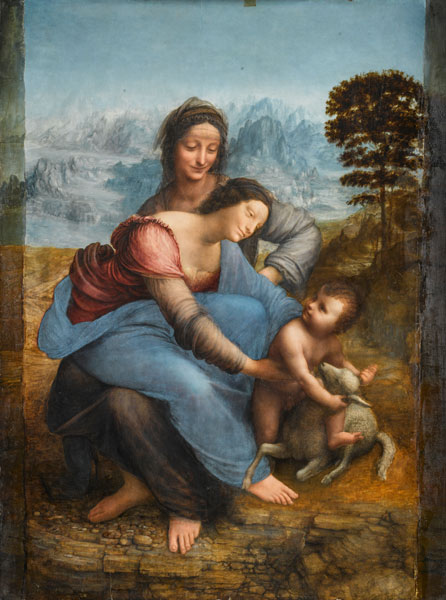 Jungfrau und Kind mit Hl. Anna (nach der Restaurierung von 2012) von Leonardo da Vinci