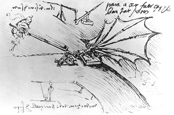 Versuch zur Feststellung des Luftauftriebs von Leonardo da Vinci
