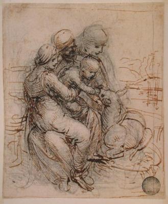Virgin and Child with St. Anne (pen and ink on paper) von Leonardo da Vinci