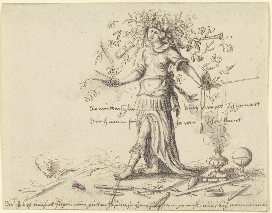Allegorische Frauengestalt mit einem Blumenkranz im Haar von Leonhardt Flegel
