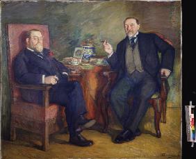 Beim Tee. Bildnis der Sammler Ossip Zetlin und David Wyssozki 1913