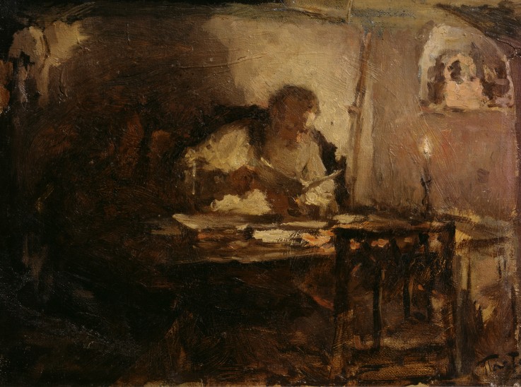 Leo Tolstoi in seinem Arbeitszimmer von Leonid Ossipowitsch Pasternak