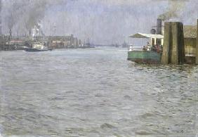 Sunday Atmosphere on the Elbe, St. Paul Landing Bridge 1901