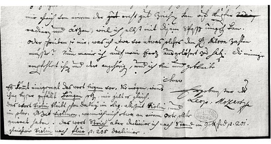 Letter from Leopold Mozart (1719-87), 7th July 1755 von Leopold Mozart