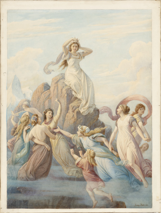 Illustration zu Schillers Berglied (Mittelteil) von Leopold von Bode