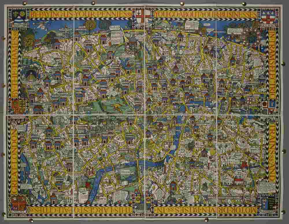 Bezahlen Sie uns Ihre Pennies û oder die Wonderground Map of London Town von Leslie MacDonald Gill