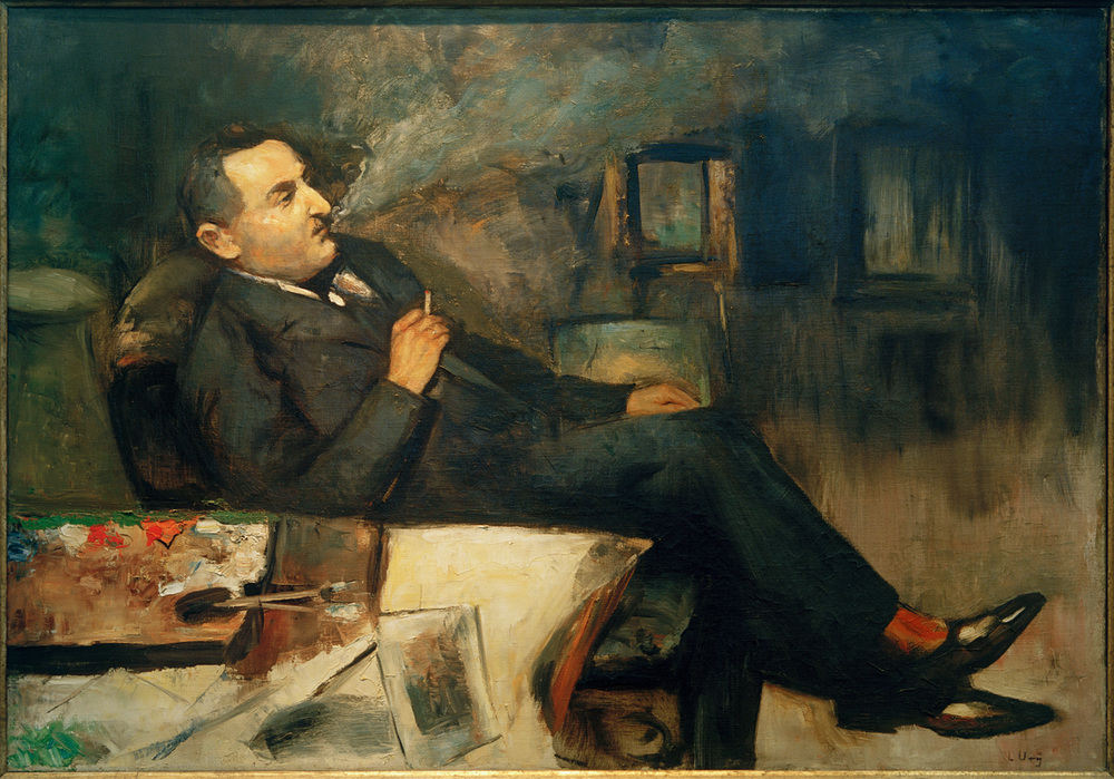 Lesser Ury rauchend im Atelier (Selbstbildnis) von Lesser Ury