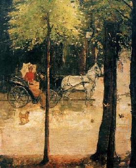 Frühling im Tiergarten (Dame in der Kutsche) 1887