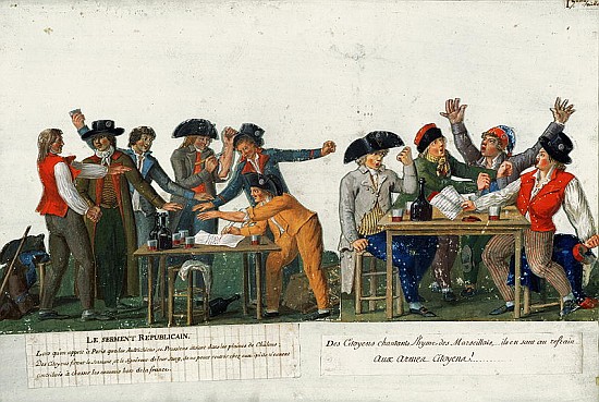 The Republican Oath being signed in blood and singing ''The Marseillaise'', c.1792 von Lesueur Brothers
