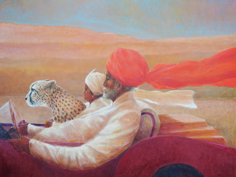 Maharaja, Boy and Cheetah 1 von Lincoln  Seligman
