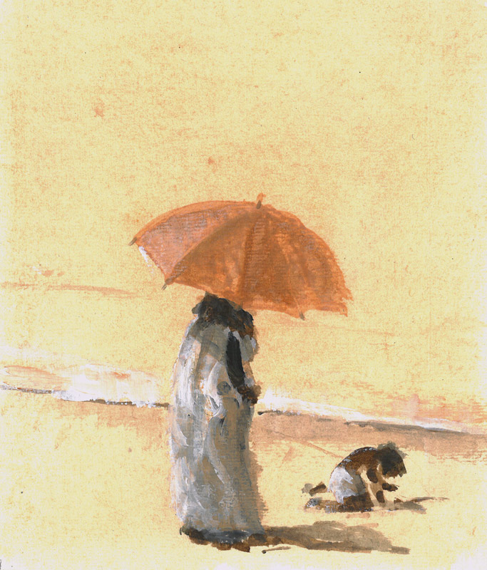 Woman and Child on Beach von Lincoln  Seligman