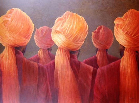 All Five Heads (oil on canvas)  von Lincoln  Seligman