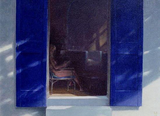 Blue Shutters, 1985 (oil on board)  von Lincoln  Seligman