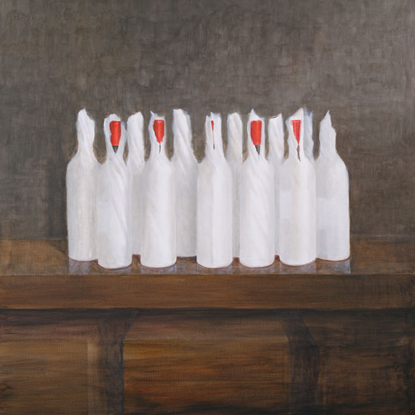 Bottles in paper, 2005 (acrylic on canvas)  von Lincoln  Seligman