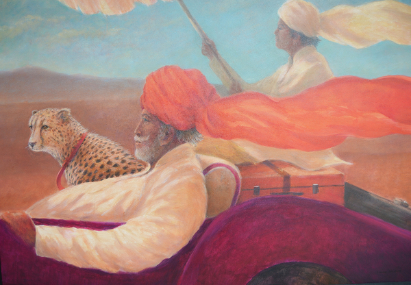 Maharaja, boy with umbrella + cheetah von Lincoln  Seligman