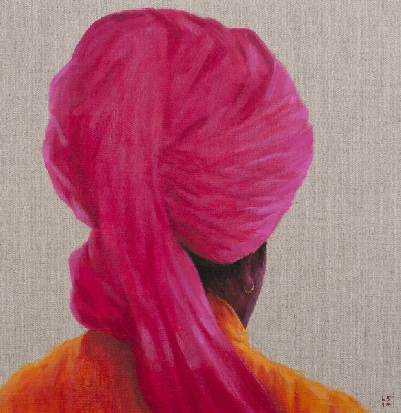 Pink Turban, Orange Jacket von Lincoln  Seligman