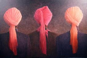 Turban Triptych (oil on canvas) 